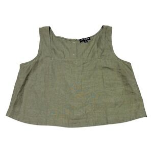 J. CREW Squareneck Button Back Top Linen Dusty Fatigue Green CK494 Women S